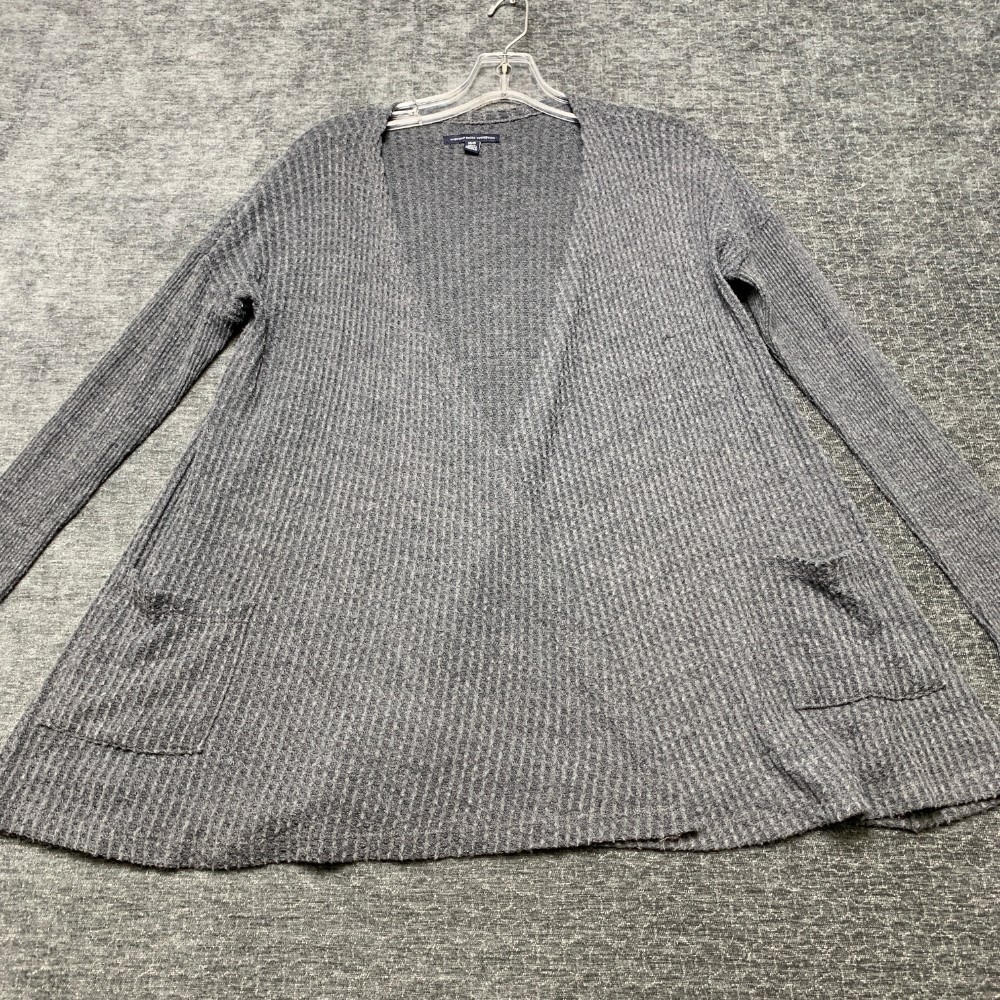 American Eagle Outfitters Cardigan Wrap Sweater Women XS Gray Waffle Knit Winter